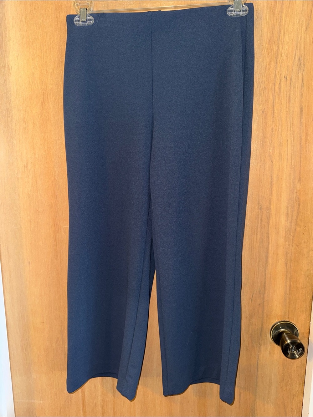LOFT Petite Blue Wide-Leg Cropped Dress Pants Elastic Waistband Small